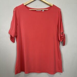 Susan Graver Top Women Large Liquid Knit Minimalist Casual Contemporary Office